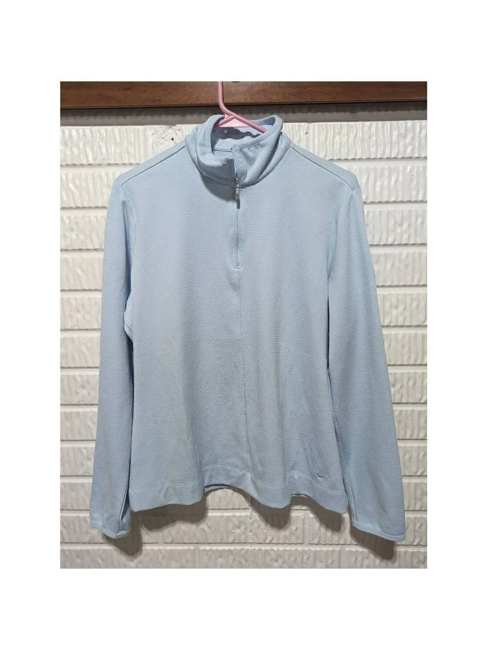 Nike Golf Women's Light Blue Dri-Fit 1/4 Zip Textured Pull-Over Sweatshirt Large